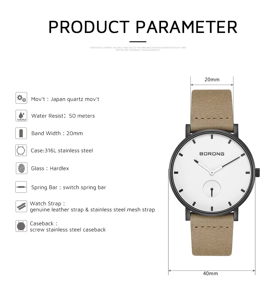 Borong Men's Watch 40mm Stainless