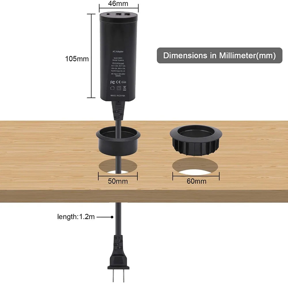 Universal USB-C Desktop Power Grommet