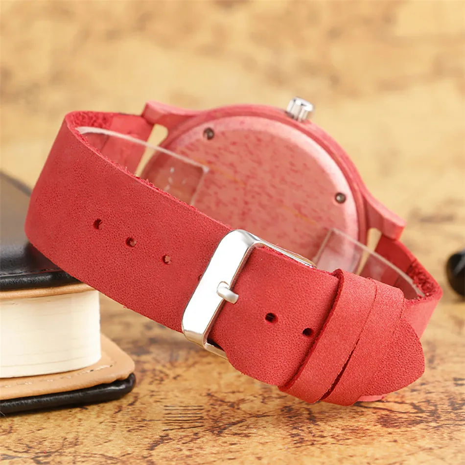 Stylish Simple Green/Red Wood Watch