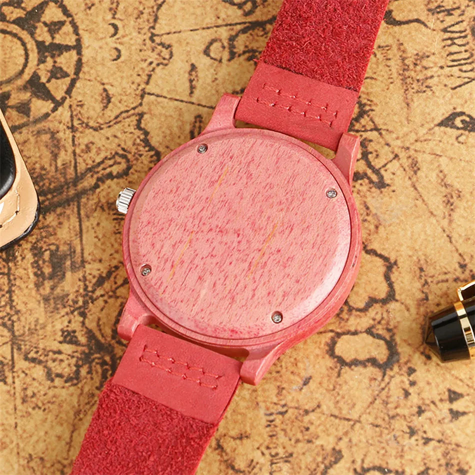 Stylish Simple Green/Red Wood Watch