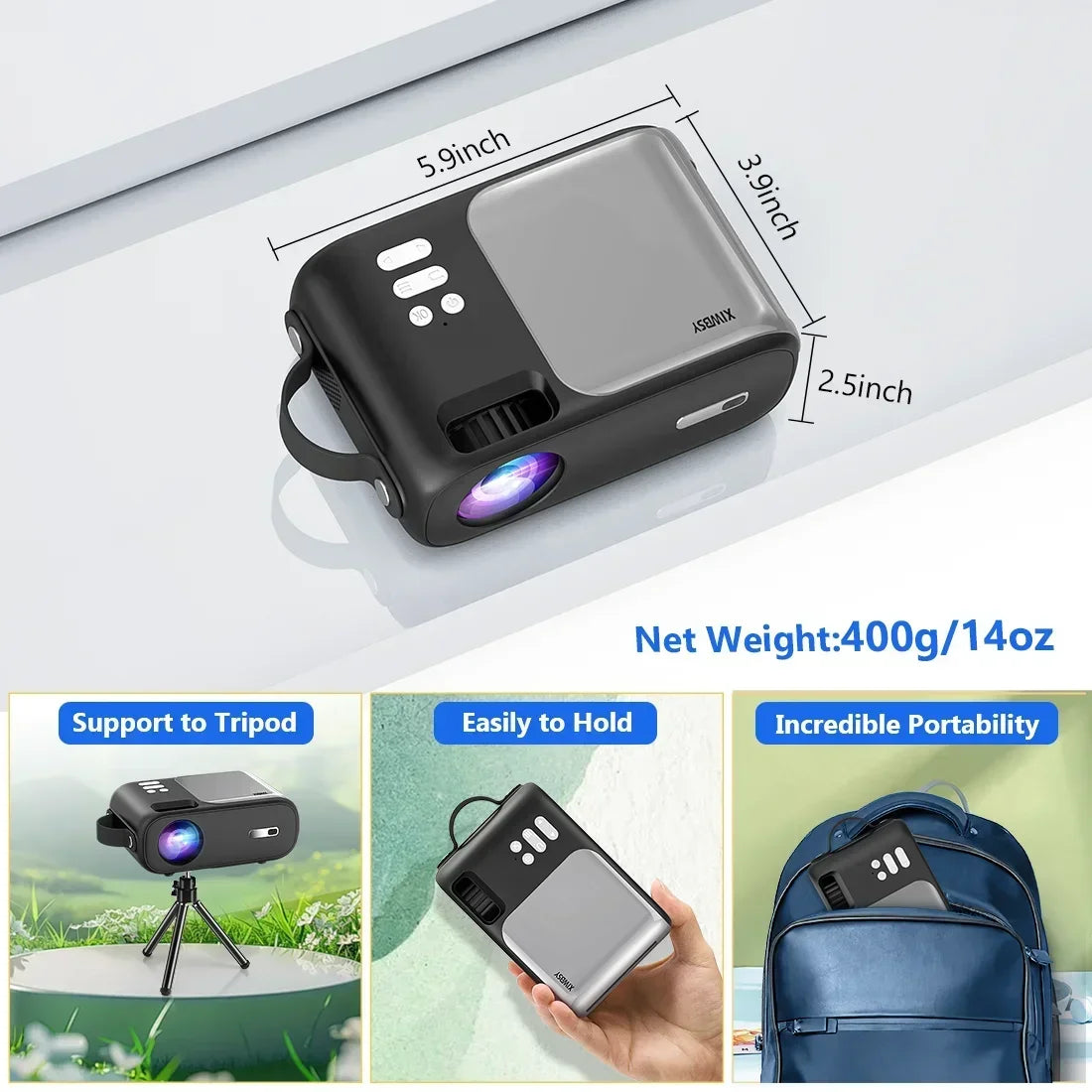 XIWSBY 12000Lumens Mini Android Projector