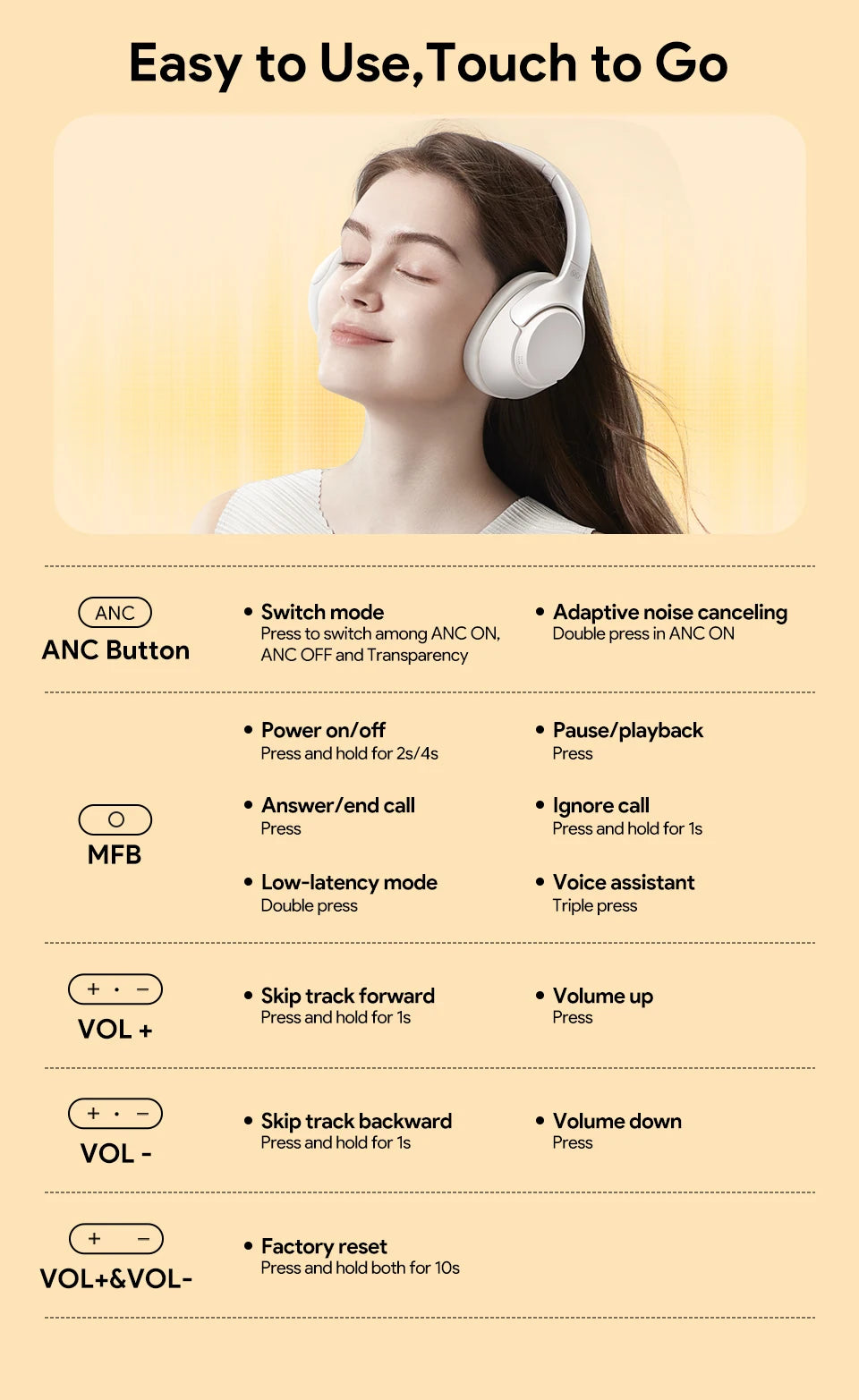 QCY H3 ANC Wireless Headphones Bluetooth