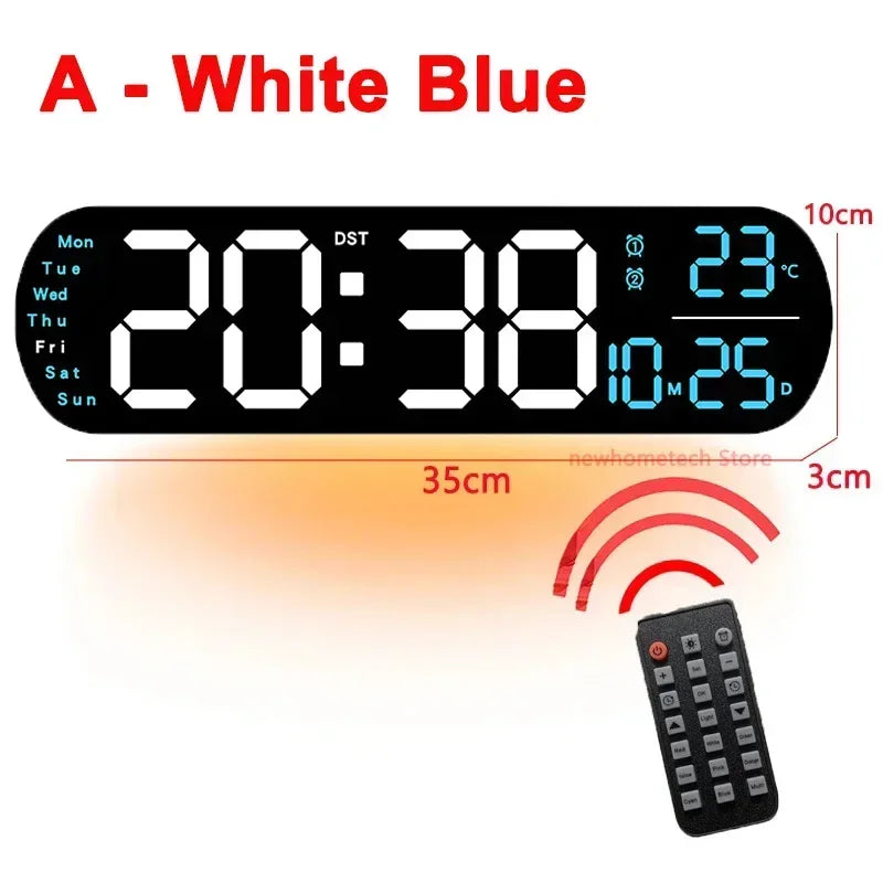 LED Digital Wall Clock Time Temperature Date Display