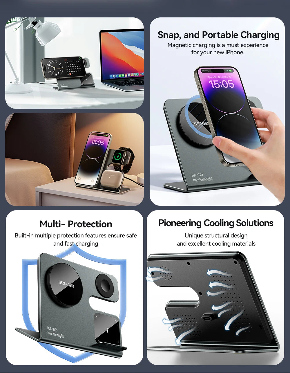 Essager 3 in 1 Magnetic Wireless Charger