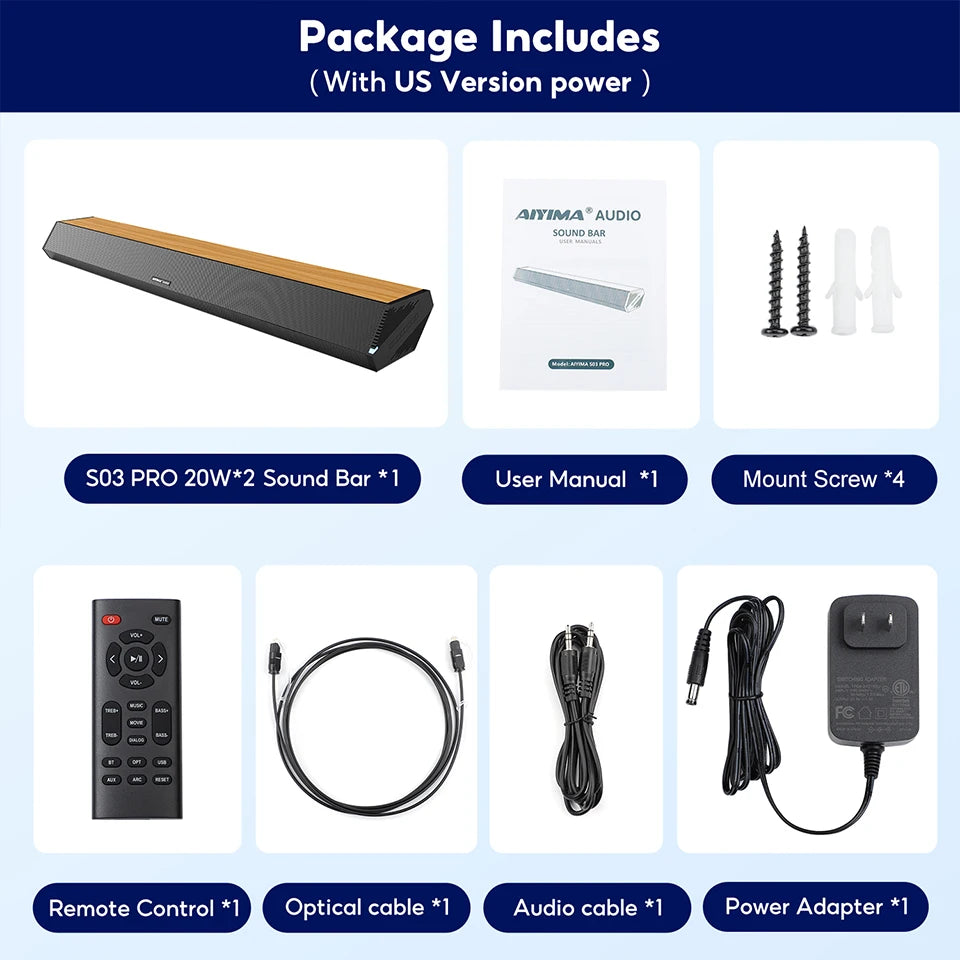 AIYIMA S03pro Wireless Soundbar