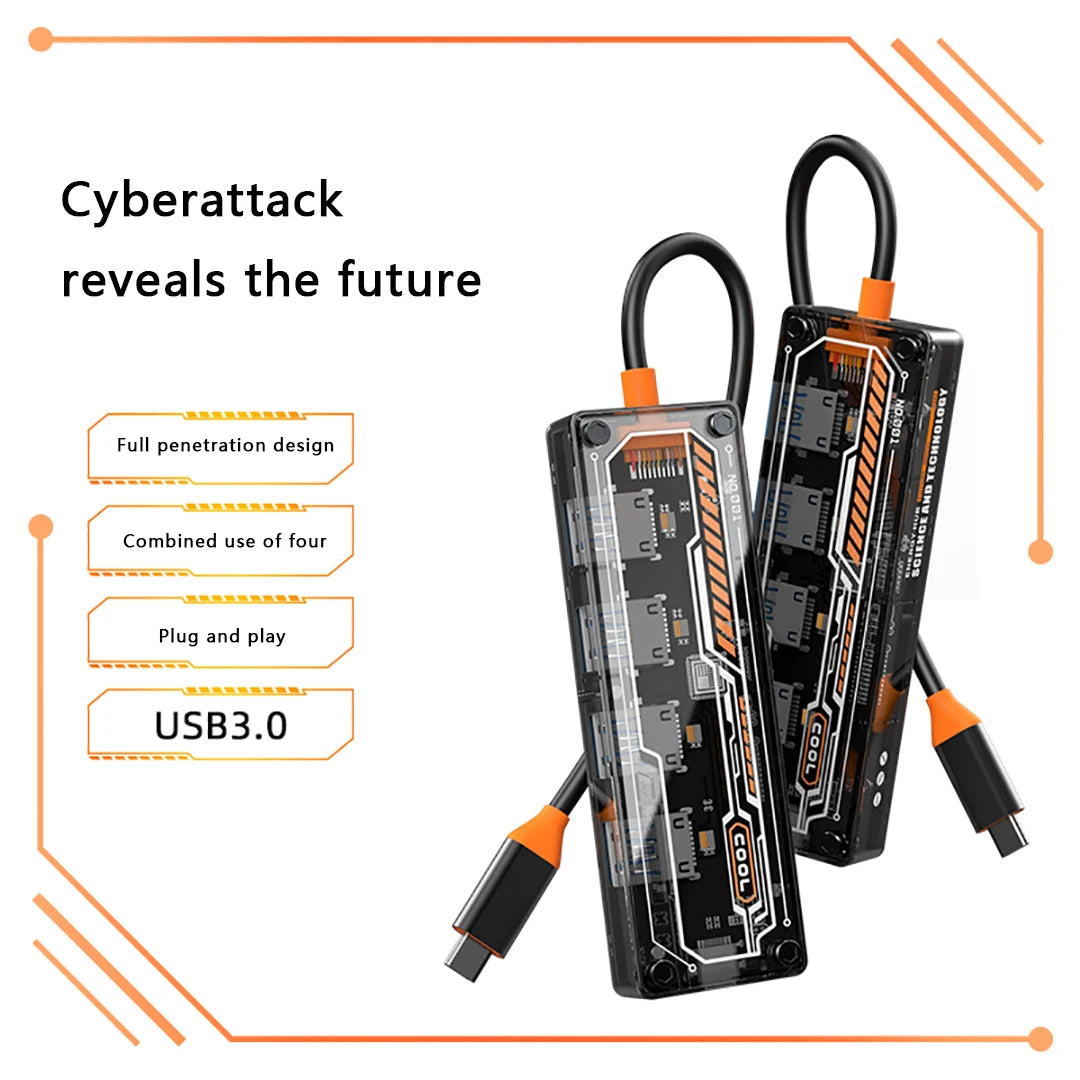 5 IN 1 Transparent USB C HUB USB Splitter