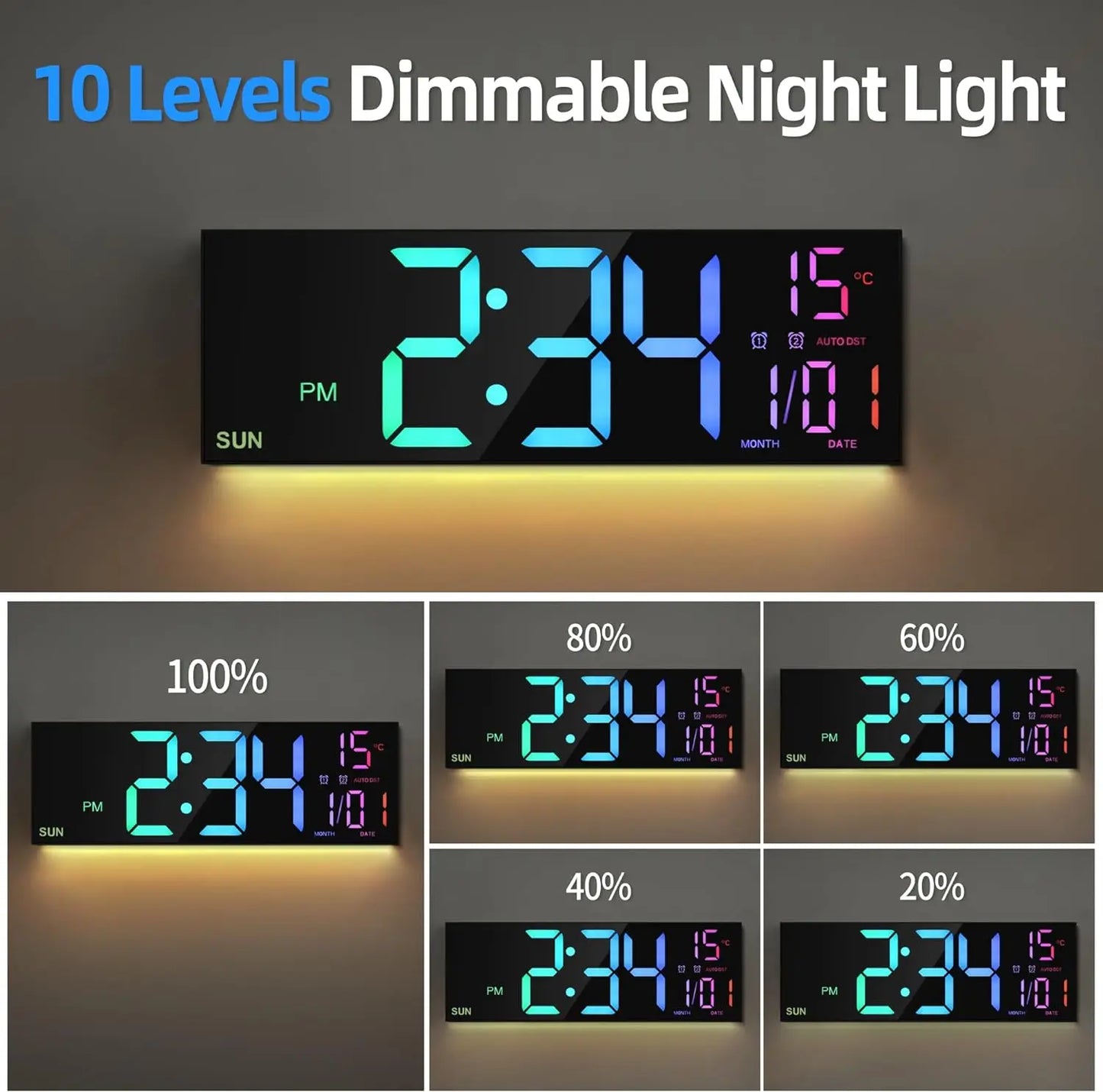 16.2'' Large Digital Wall Clock with Remote Control