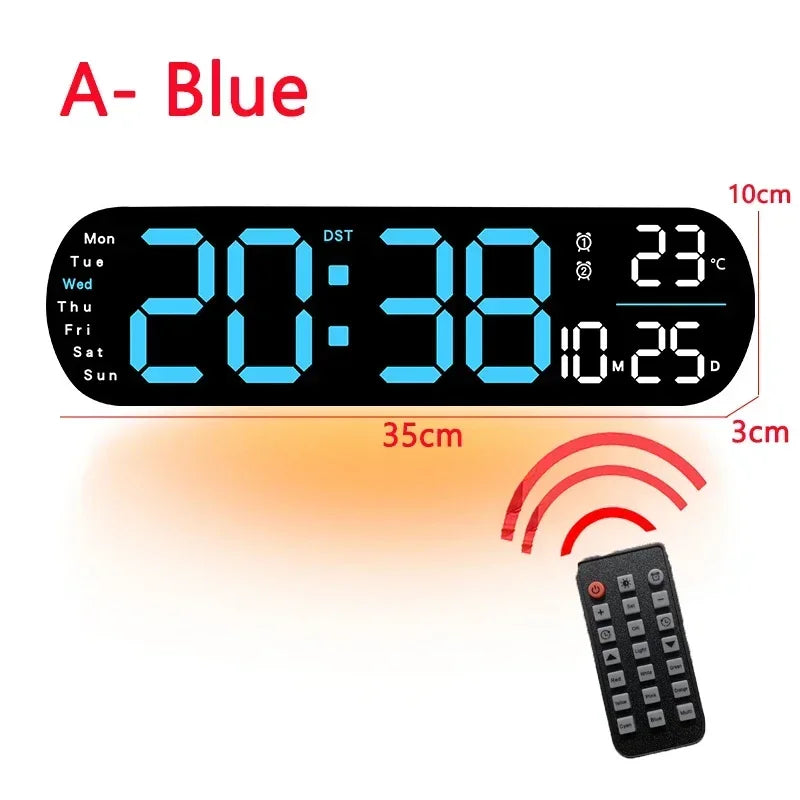 LED Digital Wall Clock Time Temperature Date Display