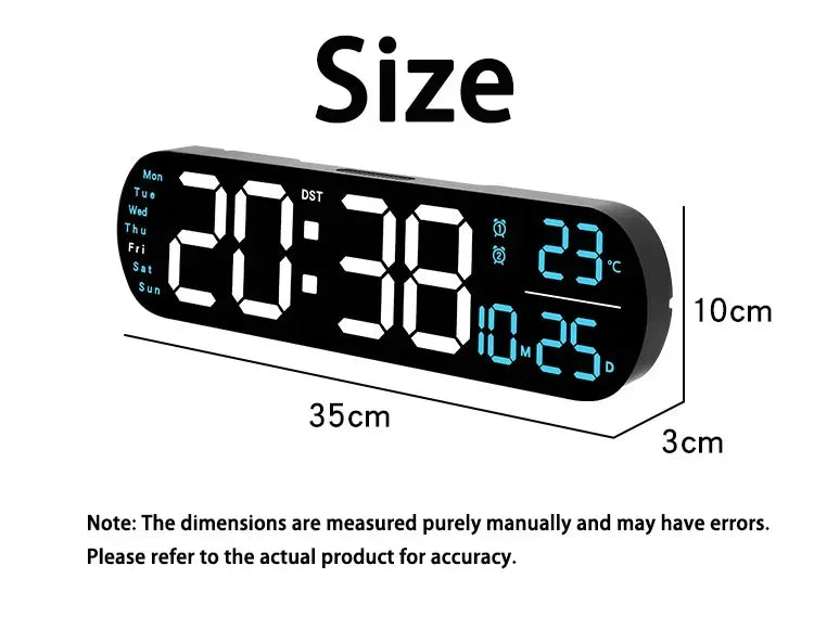 LED Digital Wall Clock Time Temperature Date Display