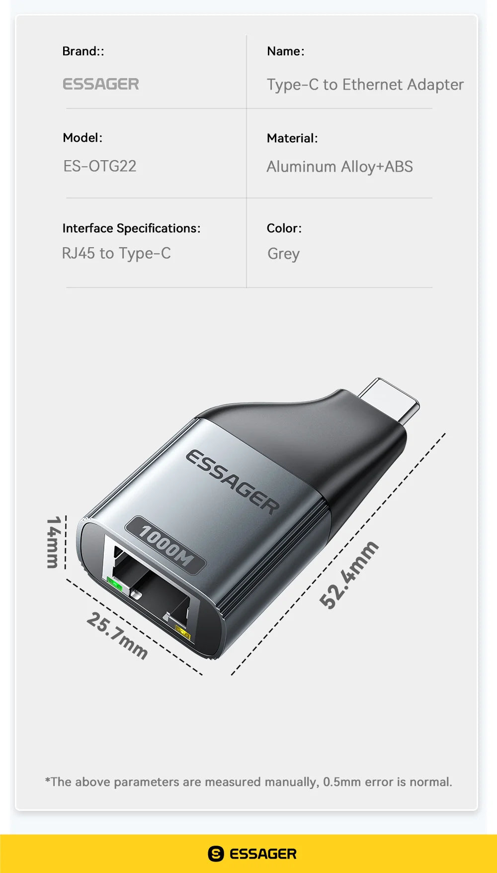 Essager Type-C to Ethernet Adapter