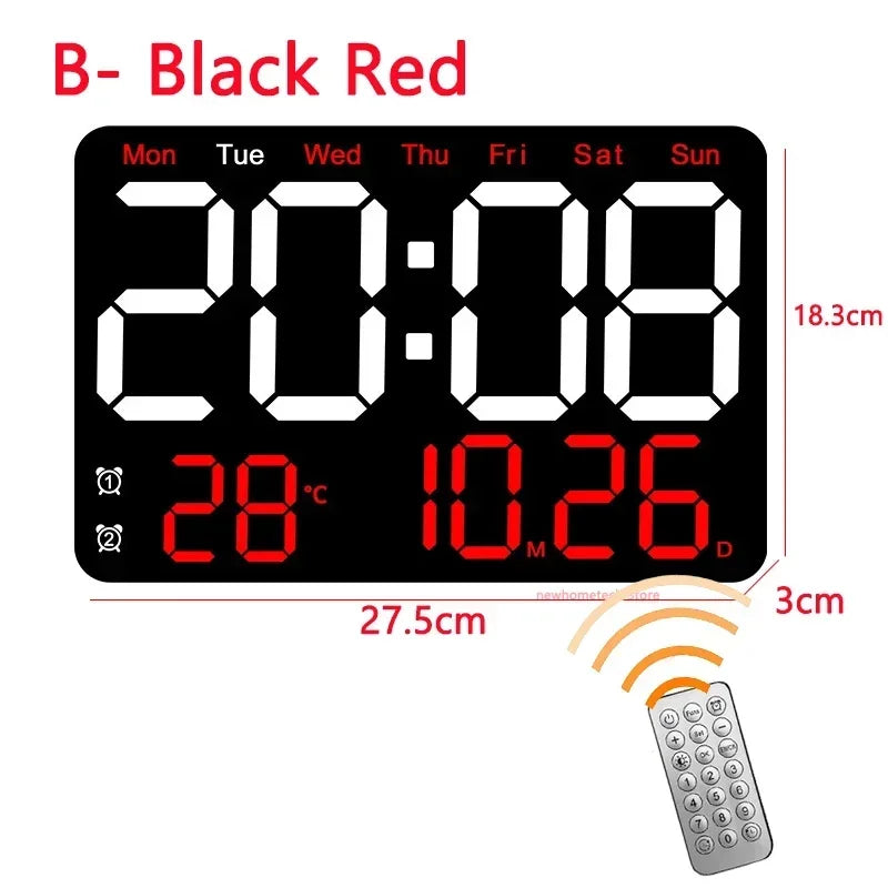 LED Digital Wall Clock Time Temperature Date Display
