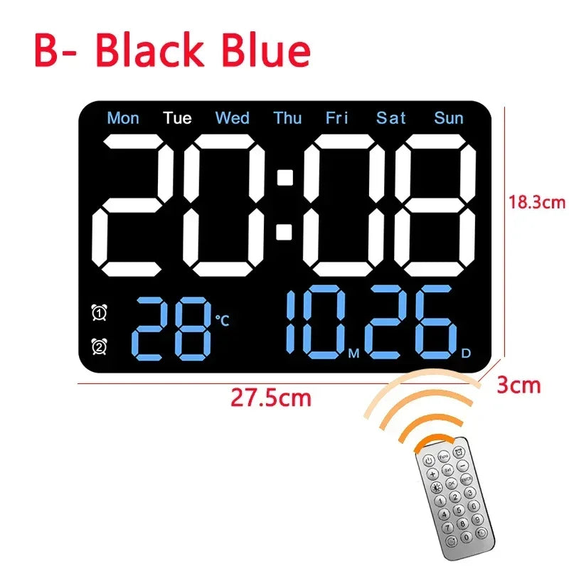 LED Digital Wall Clock Time Temperature Date Display