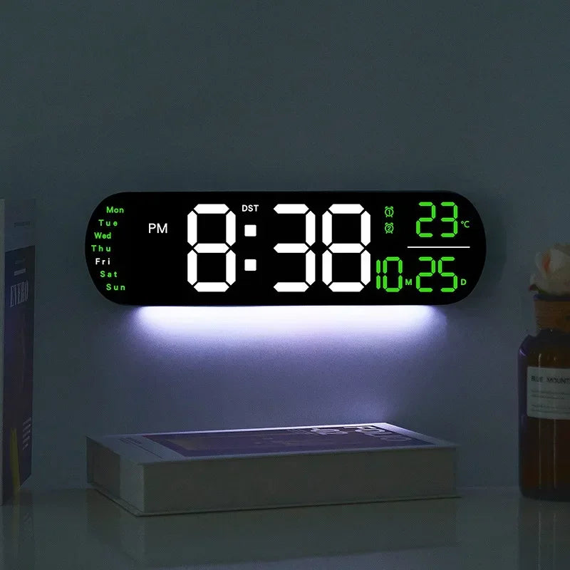 LED Digital Wall Clock Time Temperature Date Display