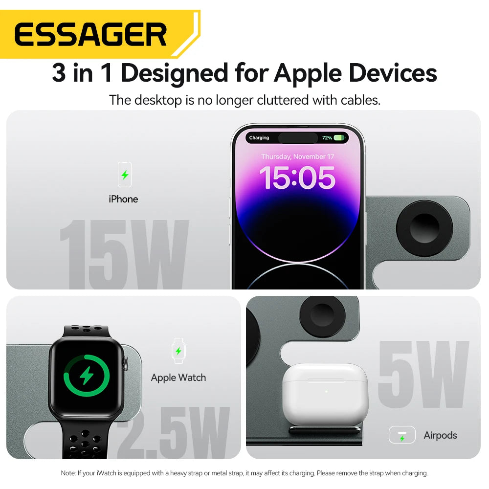 Essager 3 in 1 Magnetic Wireless Charger