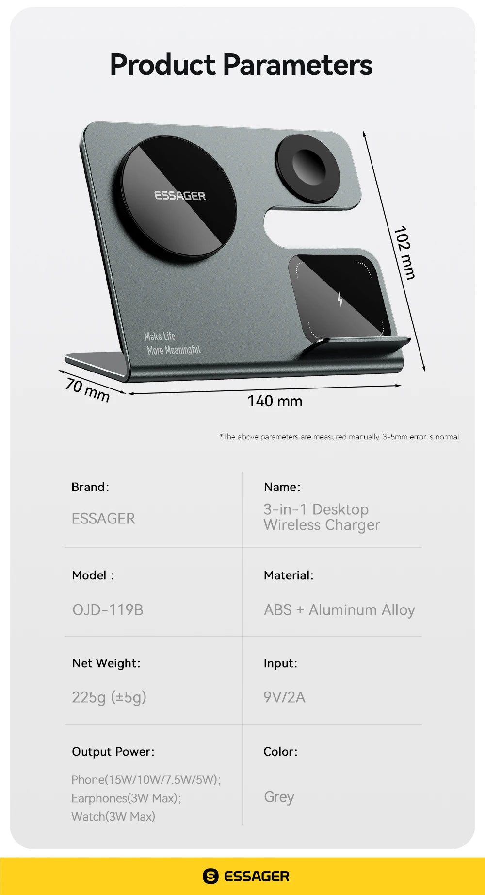 Essager 3 in 1 Magnetic Wireless Charger