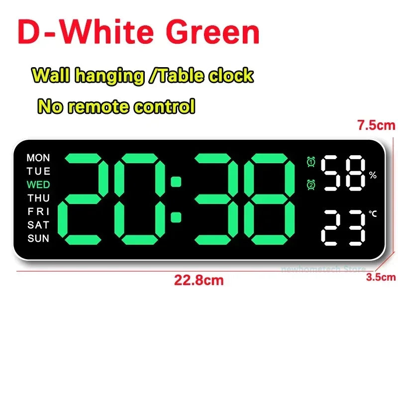 LED Digital Wall Clock Time Temperature Date Display