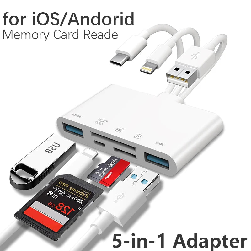 5 In 1 SD Card Reader USB HUB