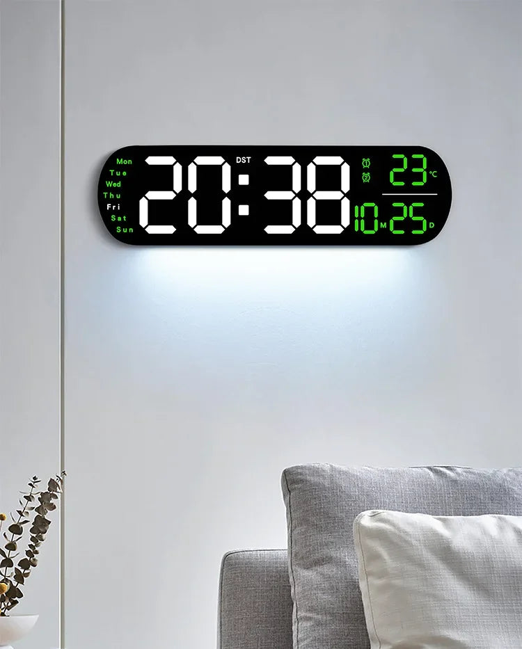 LED Digital Wall Clock Time Temperature Date Display
