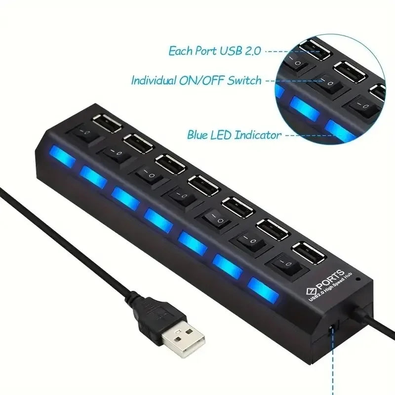 High Speed 4/7 Ports USB HUB 2.0 Adapter