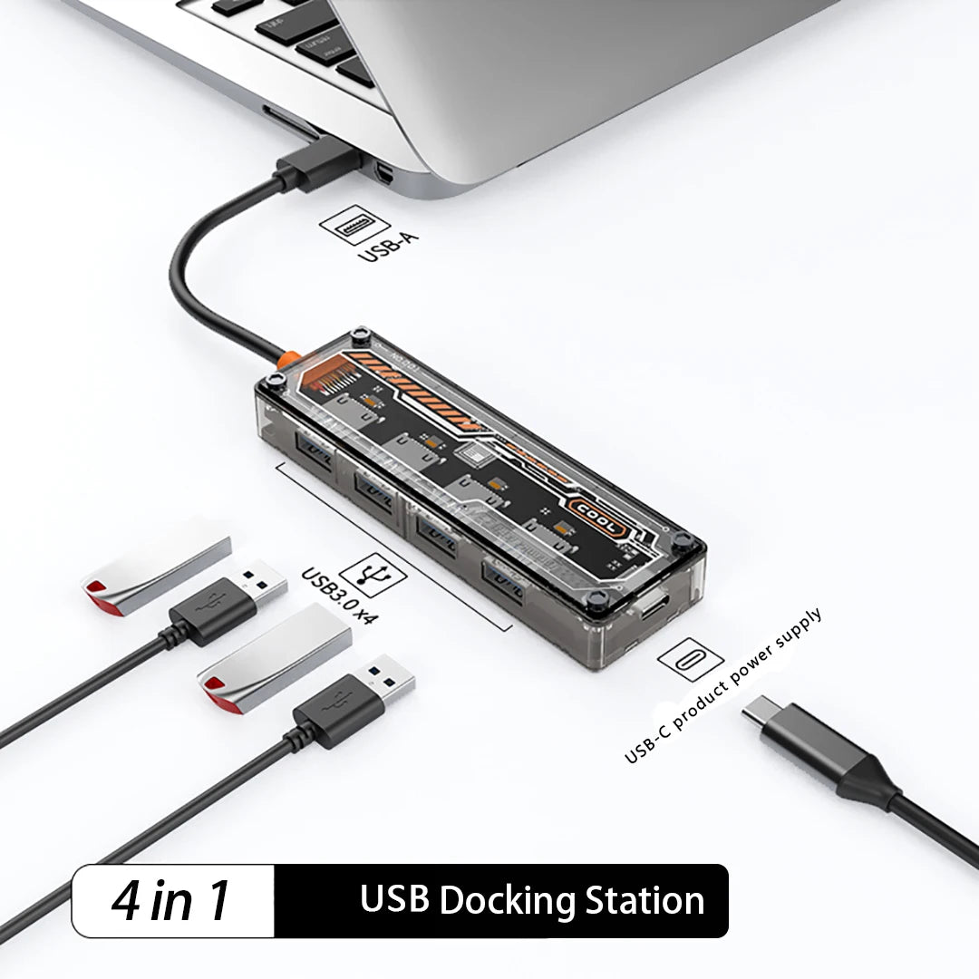 5 IN 1 Transparent USB C HUB USB Splitter