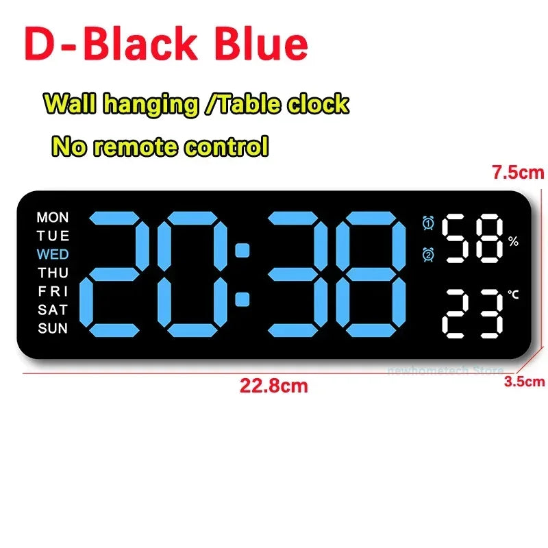 LED Digital Wall Clock Time Temperature Date Display