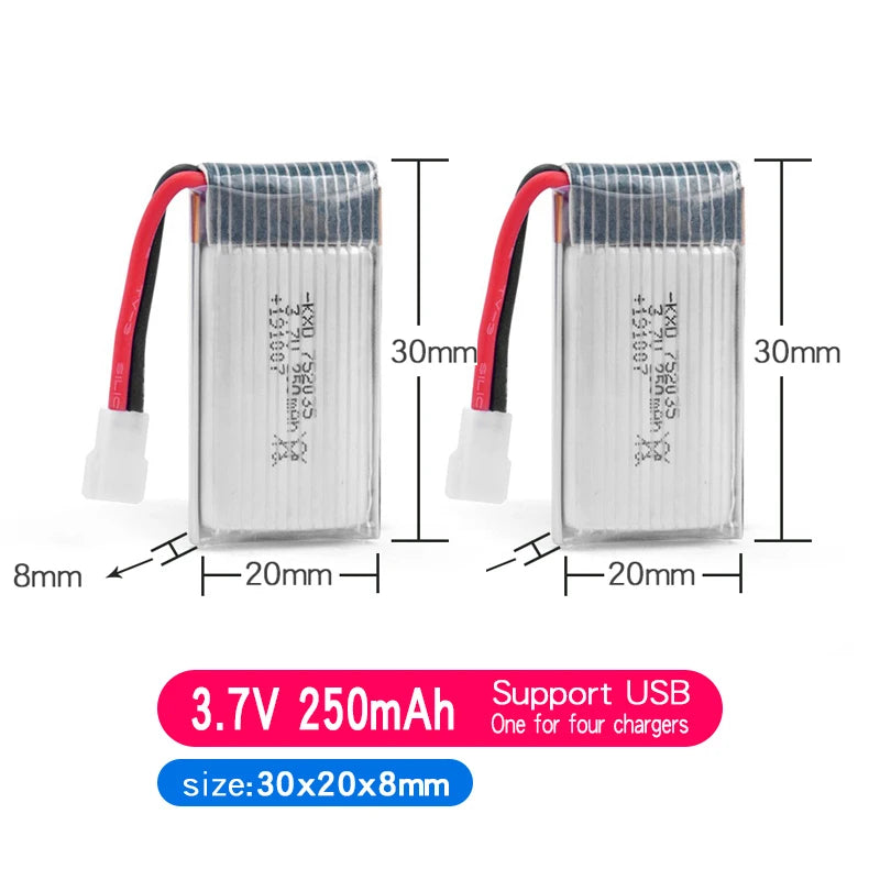 3.7V 160mAh 250mAh 300mAh 500mAh RC Palne Rechargeable lipo Battery for Remote Control FX620 FX820 F22 SU57 Mige530 Airplanes