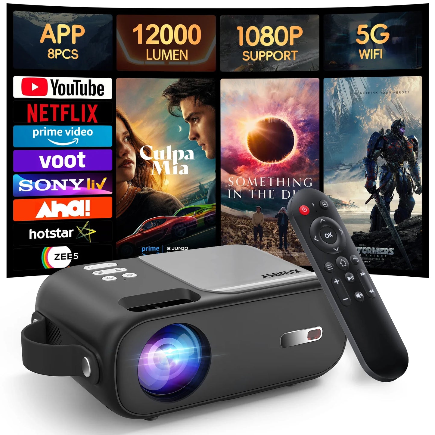 XIWSBY 12000Lumens Mini Android Projector