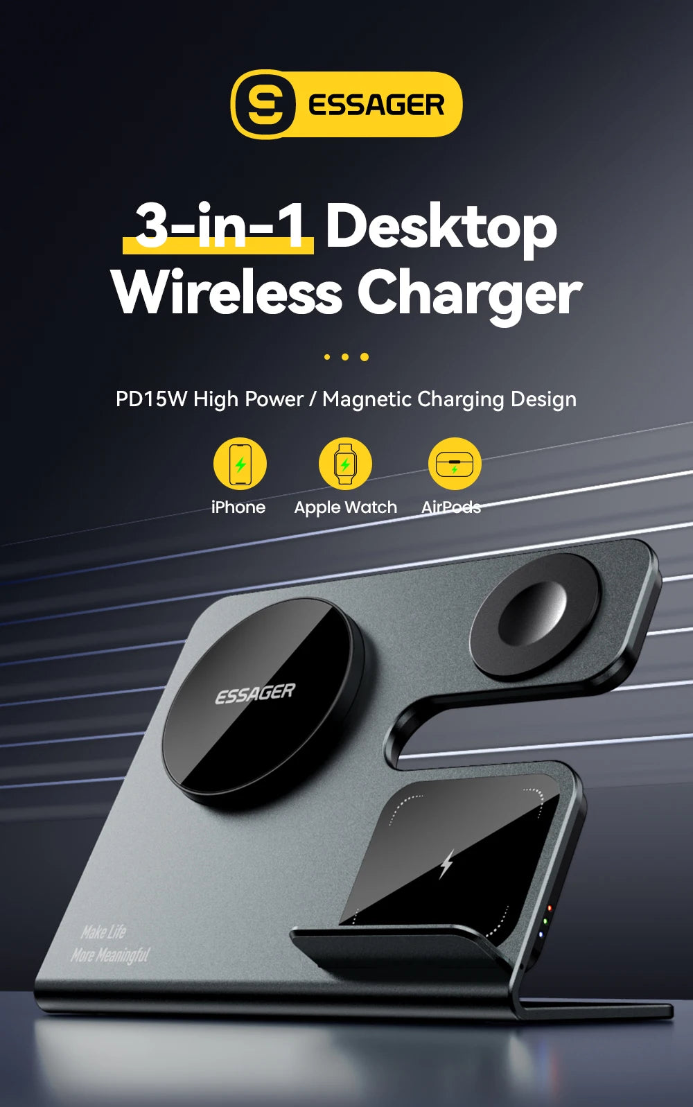 Essager 3 in 1 Magnetic Wireless Charger