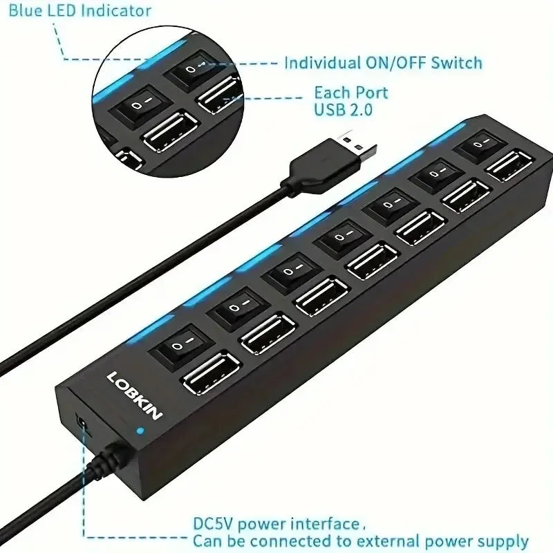 High Speed 4/7 Ports USB HUB 2.0 Adapter