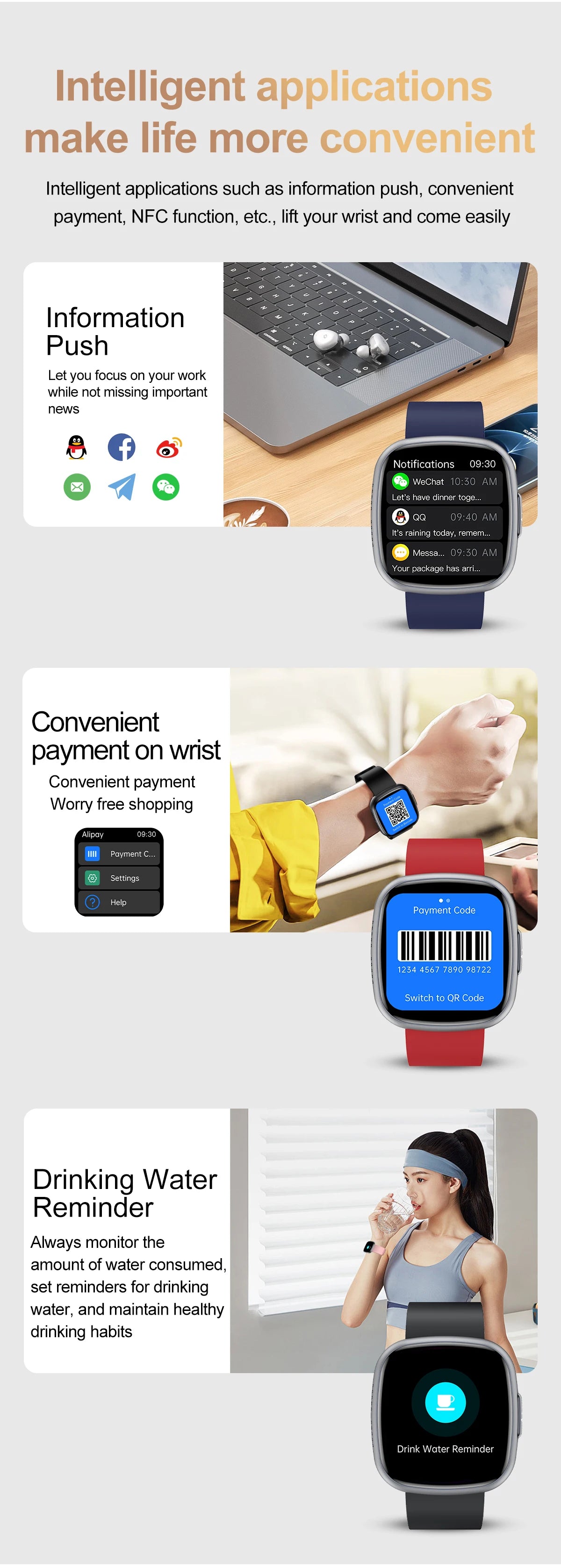 ECG Blood Pressure Health Smart Watch