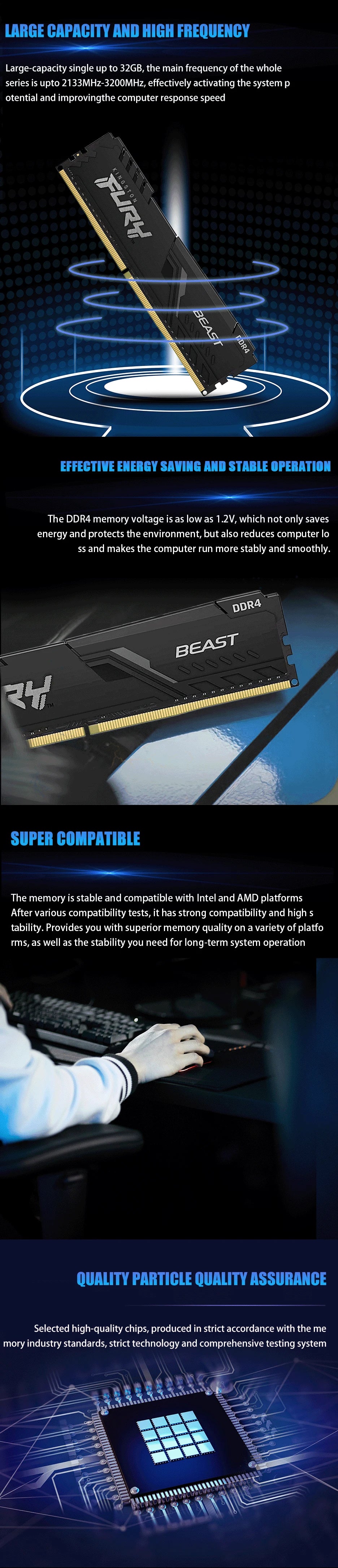 Kingston BEAST Memoria DDR4 Desktop RAM 8GB 16GB 32GB