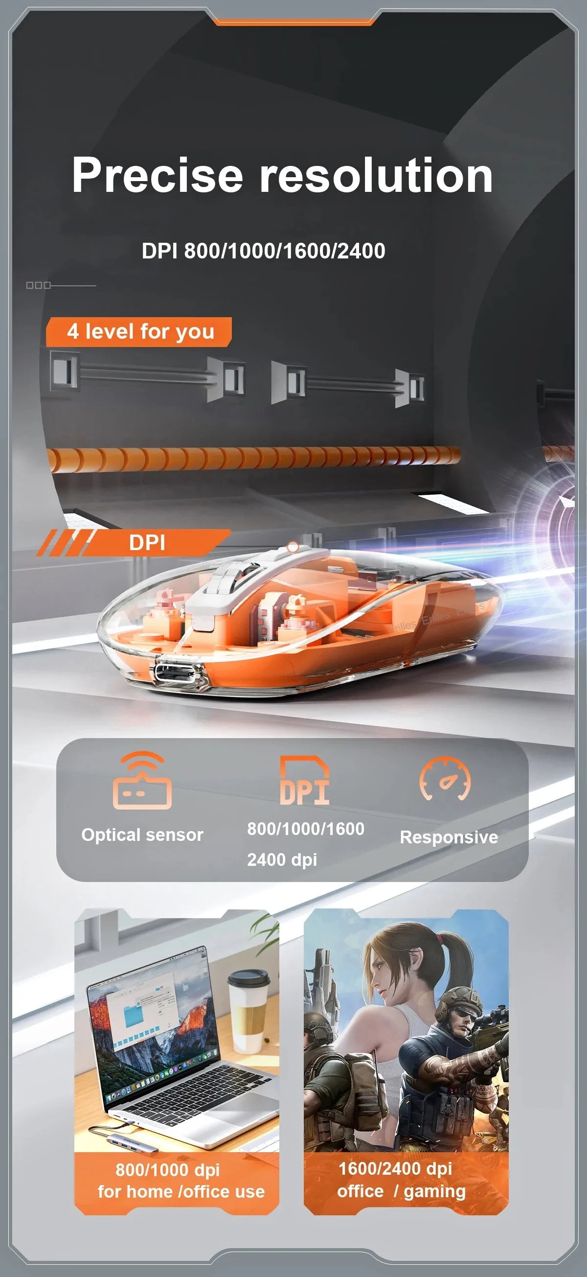 Transparent Magnetic Triple Mode Wireless Mouse