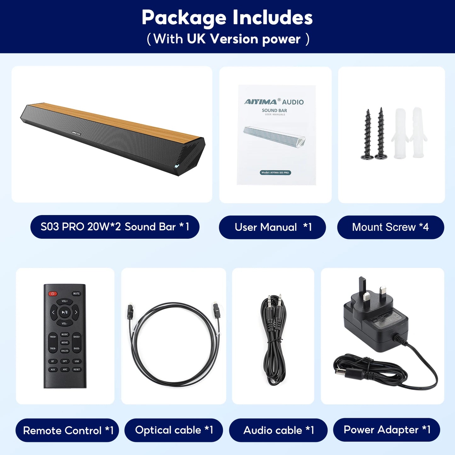 AIYIMA S03pro Wireless Soundbar