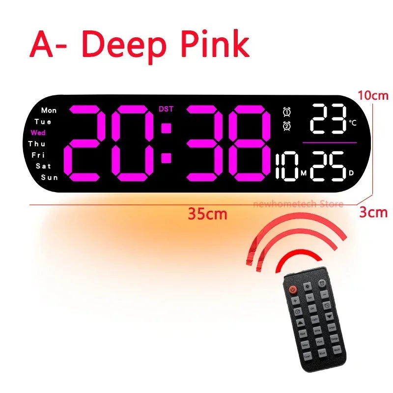 LED Digital Wall Clock Time Temperature Date Display