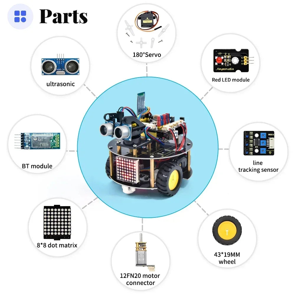 Keyestudio DIY Multifunction Smart Turtle Robot Car for Kids