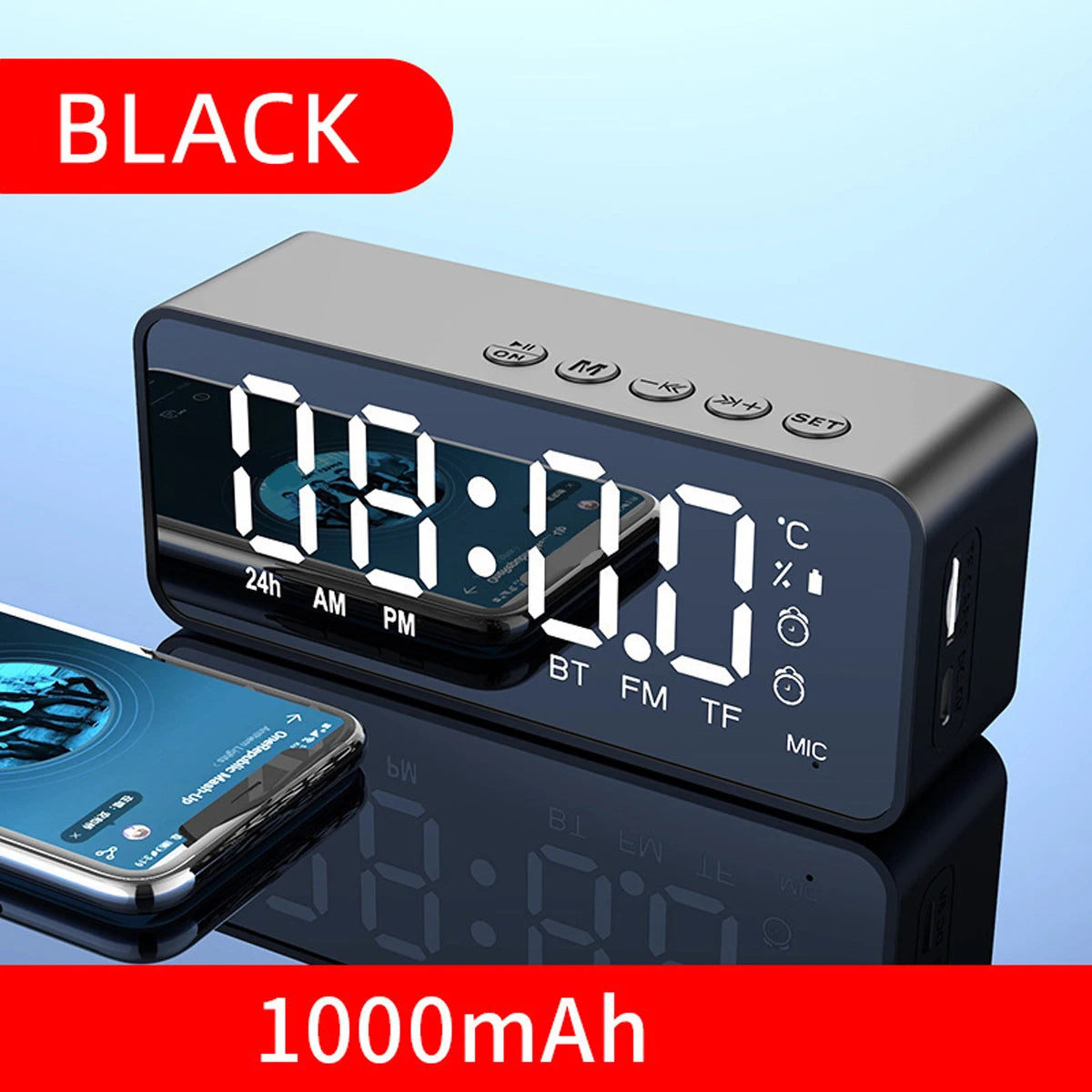 Alarm Clock Radio FM Bluetooth Speaker