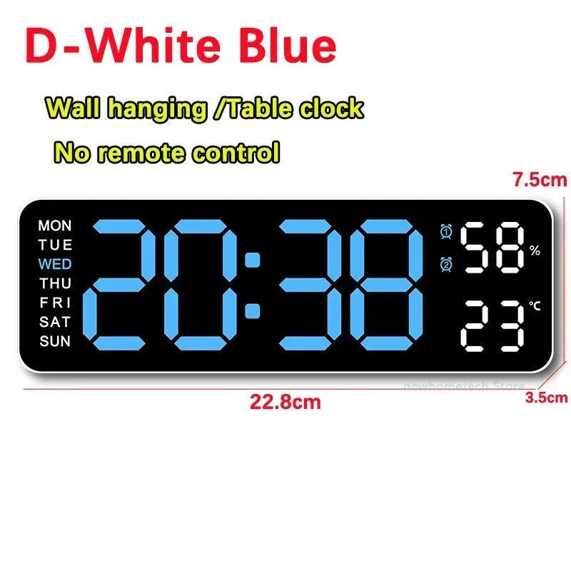 LED Digital Wall Clock Time Temperature Date Display