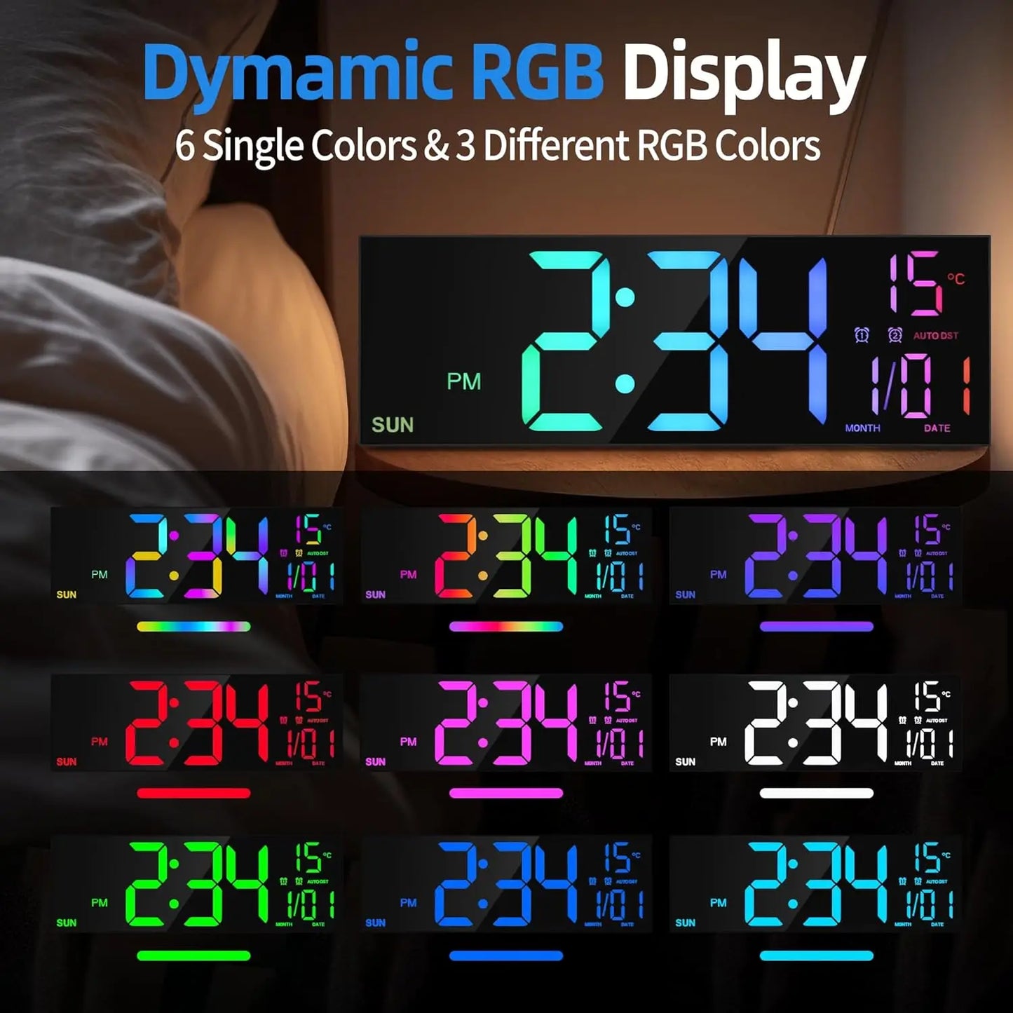 16.2'' Large Digital Wall Clock with Remote Control