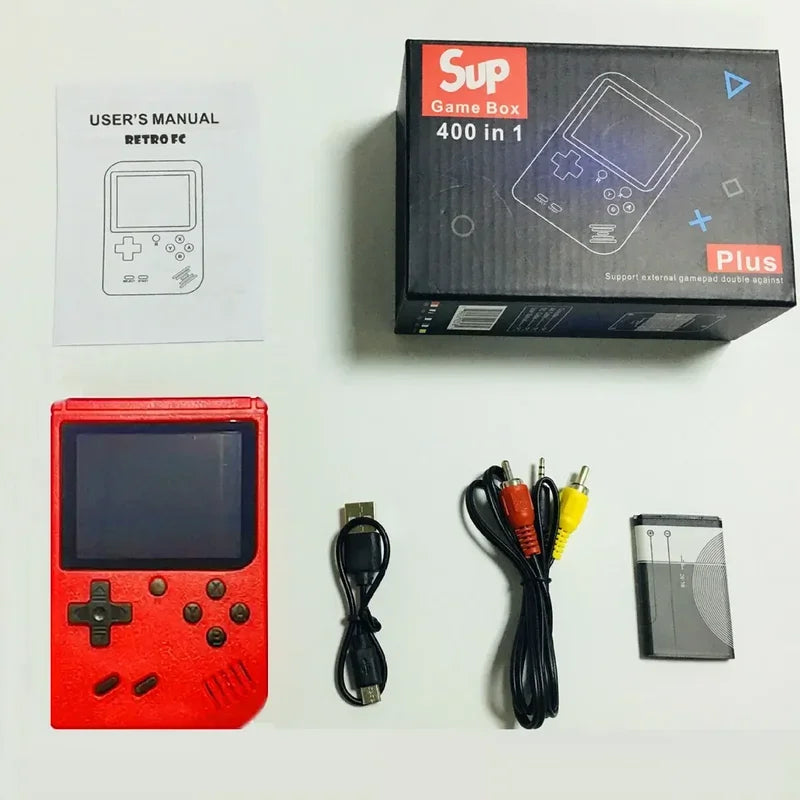 A Red Retro Children's Handheld Small Game Console