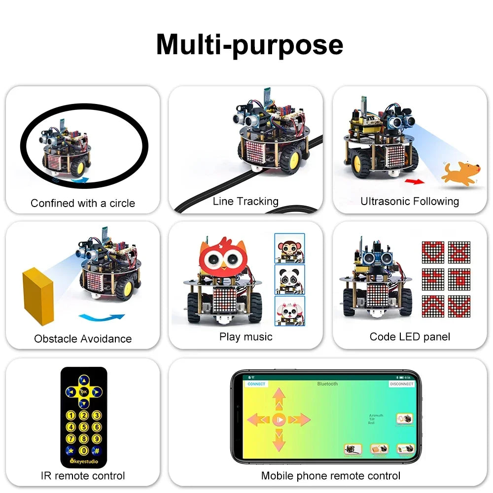 Keyestudio DIY Multifunction Smart Turtle Robot Car for Kids