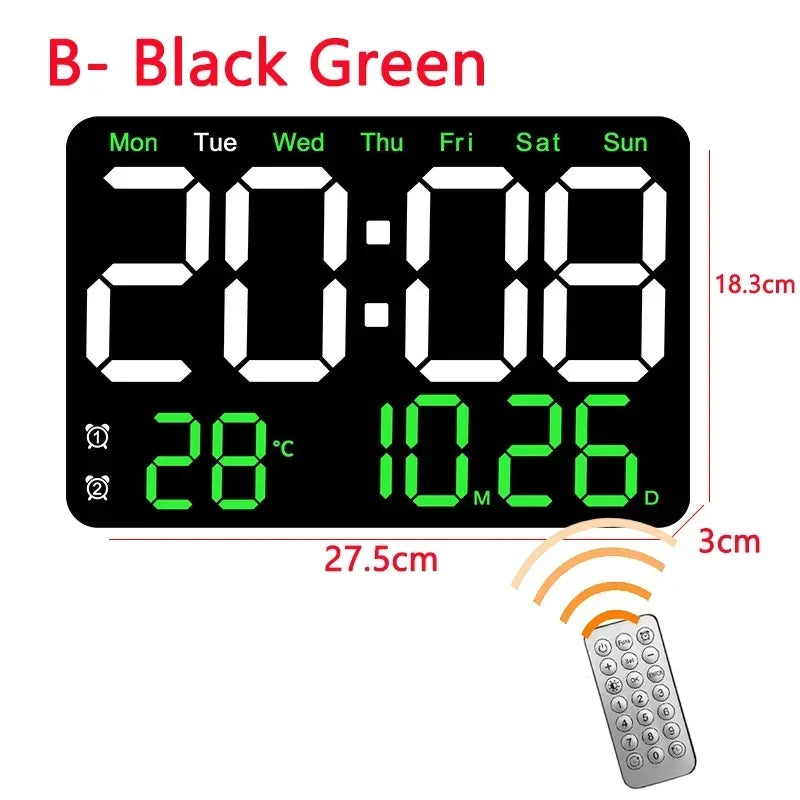 LED Digital Wall Clock Time Temperature Date Display