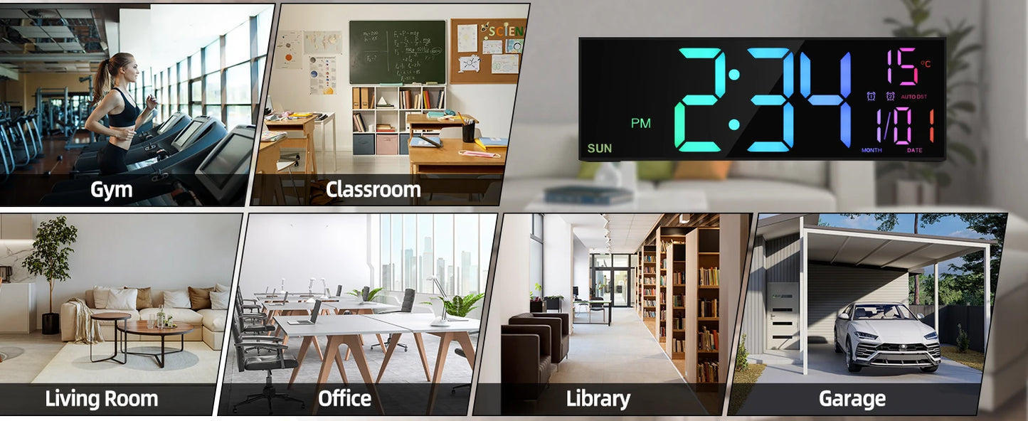 16.2'' Large Digital Wall Clock with Remote Control