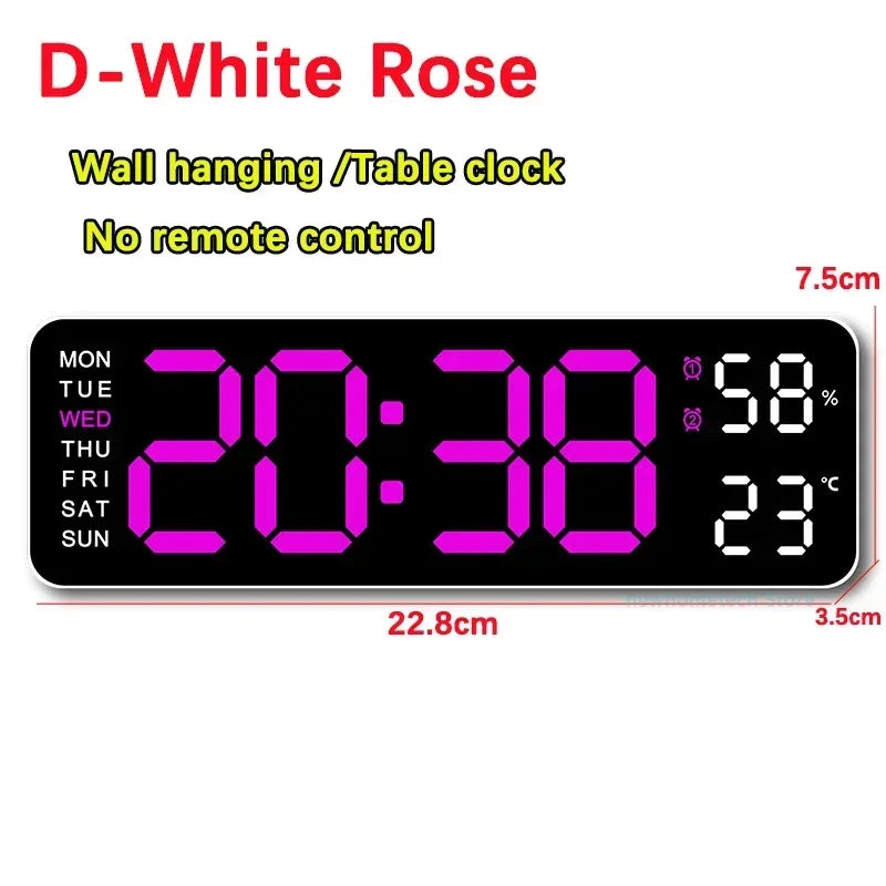LED Digital Wall Clock Time Temperature Date Display