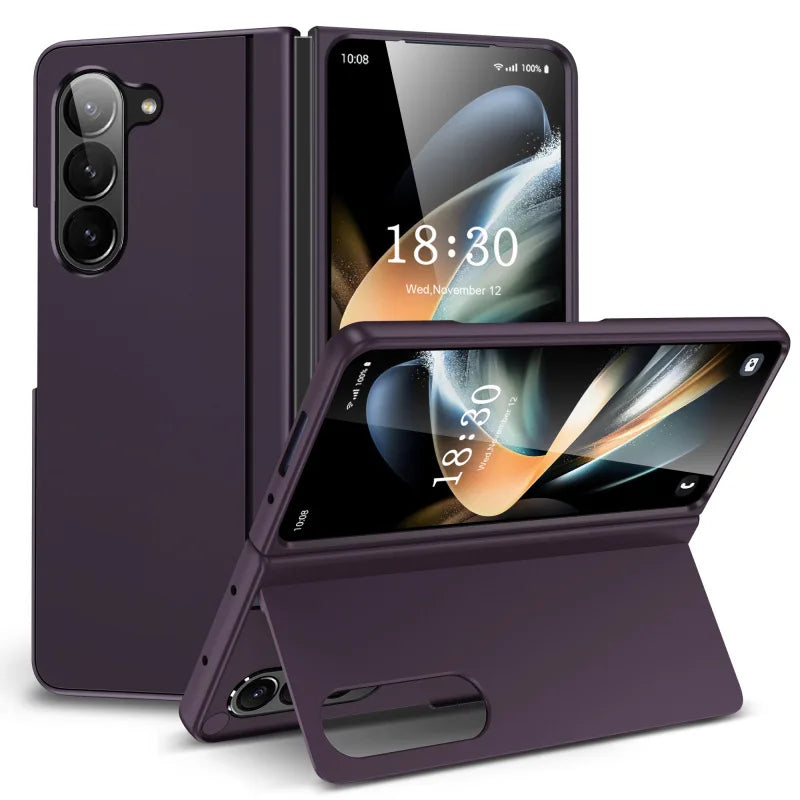 Built-in Magnetic Bracket Hybrid PC Phone Case for Samsung Galaxy Z Fold 7 ZFold 6 5 4 3 5G Shockproof Bumper Protective Cover