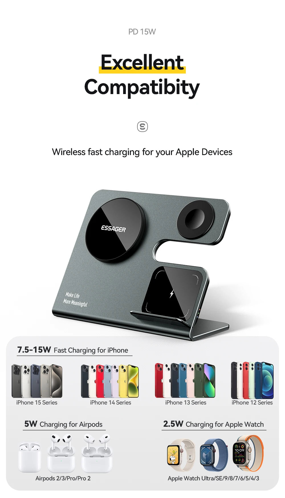 Essager 3 in 1 Magnetic Wireless Charger