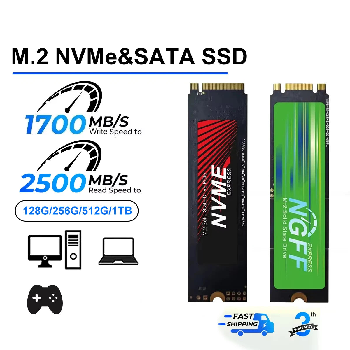 256GB M.2 NVMe SATA SSD