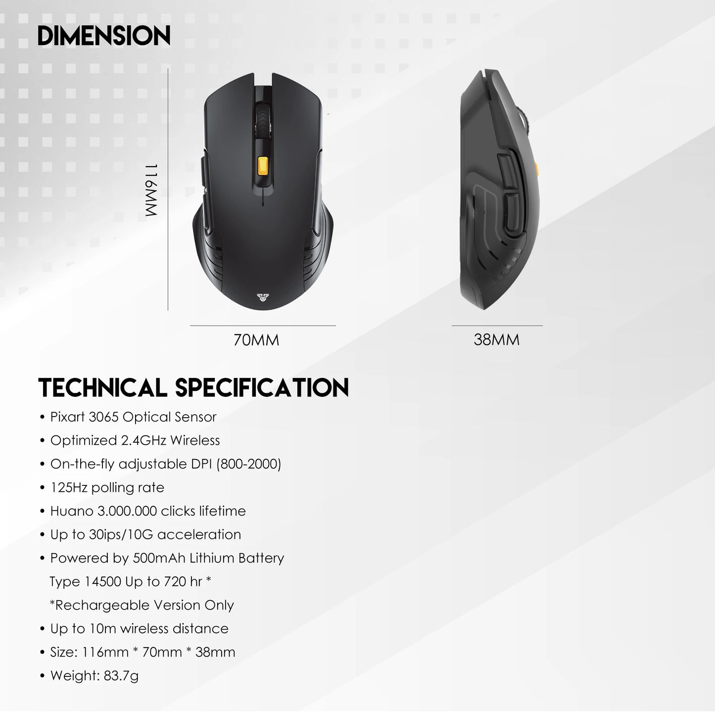FANTECH RAIGOR III WG12R Wireless Mouse