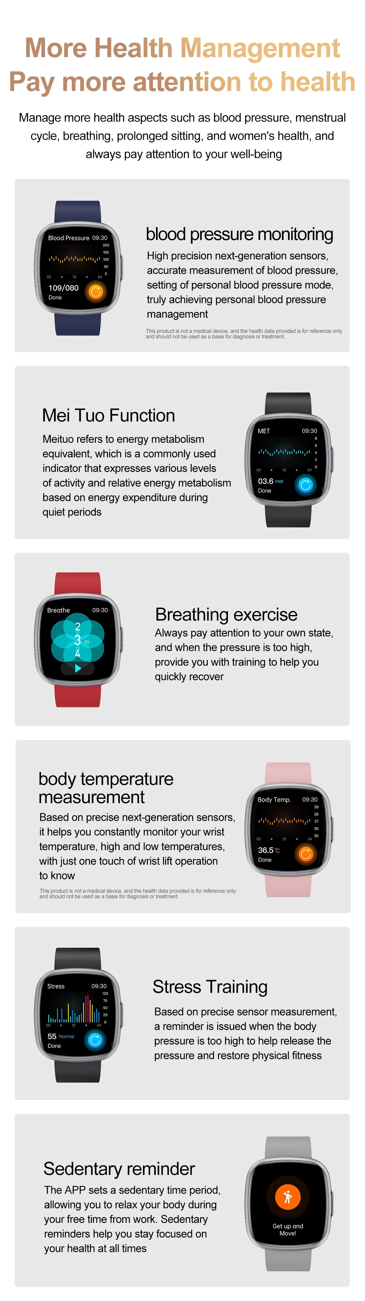 ECG Blood Pressure Health Smart Watch