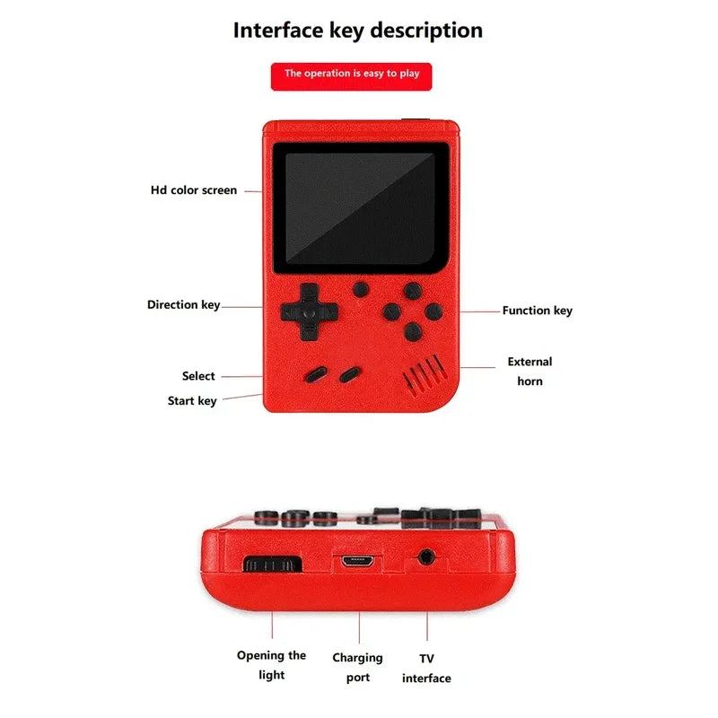 A Red Retro Children's Handheld Small Game Console