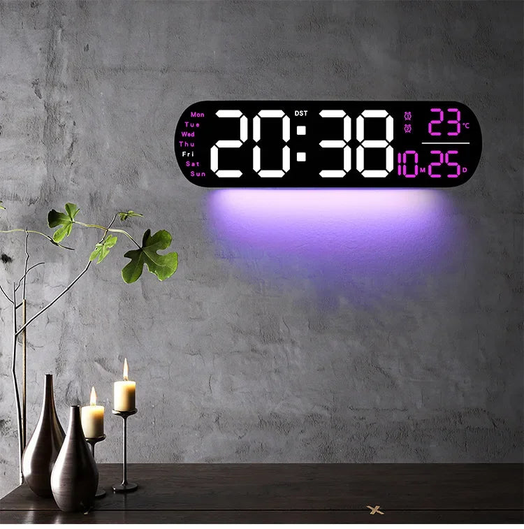 LED Digital Wall Clock Time Temperature Date Display
